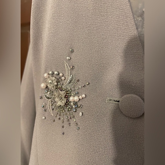 JOHN MEYER Gray Blazer with Ruffled Trim and Floral Embellishments - Picture 7 of 7